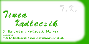 timea kadlecsik business card